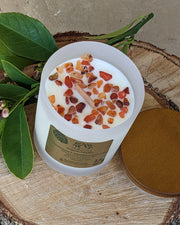 NATURAL SOY PURE FRANKINCENSE ESSENTIAL OIL CANDLE CARNELIAN CRYSTALS