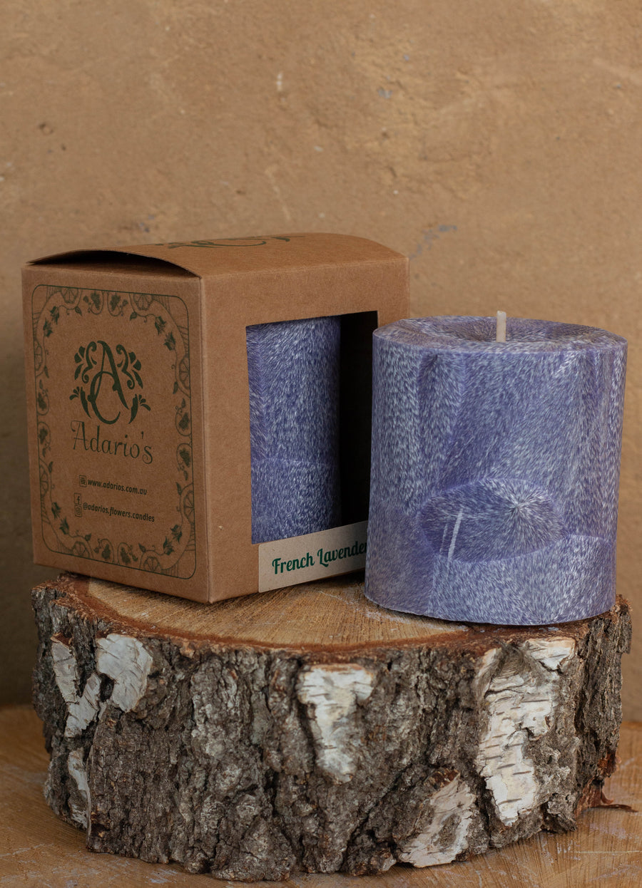 French Lavender | Floral Pillar Candle