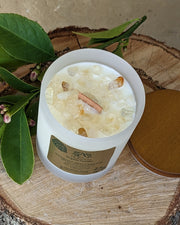 NATURAL SOY PURE LEMONGRASS ESSENTIAL OIL CANDLE CITRINE CRYSTALS