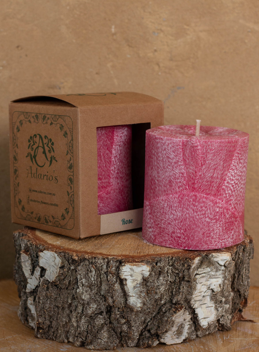 Rose | Floral Pillar Candle