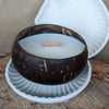 NATURAL SOY COCONUT SHELL CANDLE WITH PLATE WOOD WICK